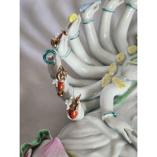 Mid 20th Century Chinese 1000 Hand Statue Hand Painted Asian Figurine For Sale - Image 9 of 10