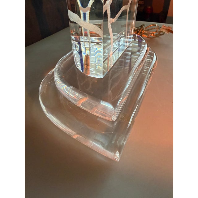 Van Teal Postmodern Etched Lucite Table Lamp, Usa, C. 1980s For Sale In San Diego - Image 6 of 12