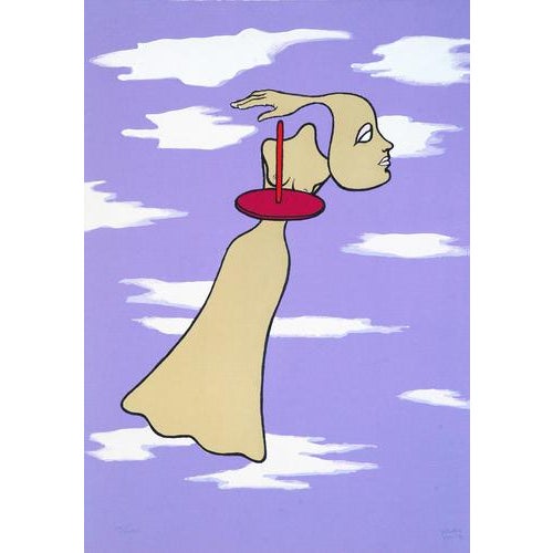 Maurice Henry, Woman in Clouds, 1970s, Lithograph For Sale - Image 4 of 4