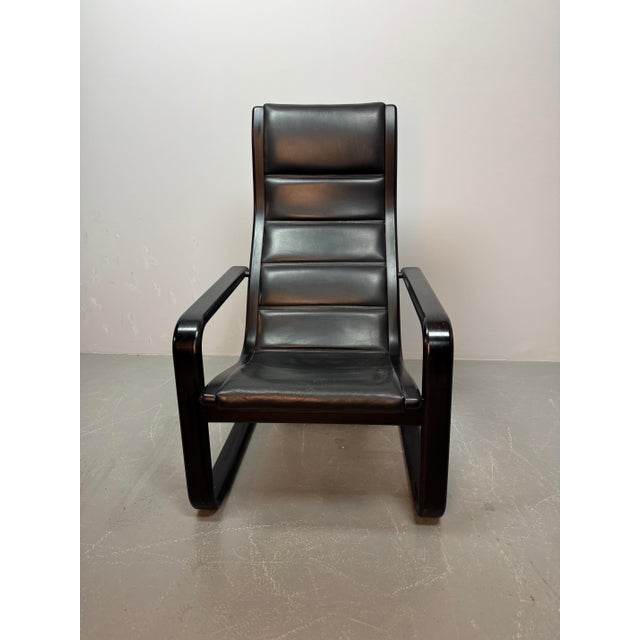 1970s Mid-Century Modern Lamino Lounge Chair in Black Leather by Yngve Ekstrom, Denmark, 1970s For Sale - Image 5 of 8