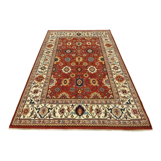 Mahal Rug 9' X 12'5' Red Wool Traditional Hand-Knotted Oriental Carpet For Sale
