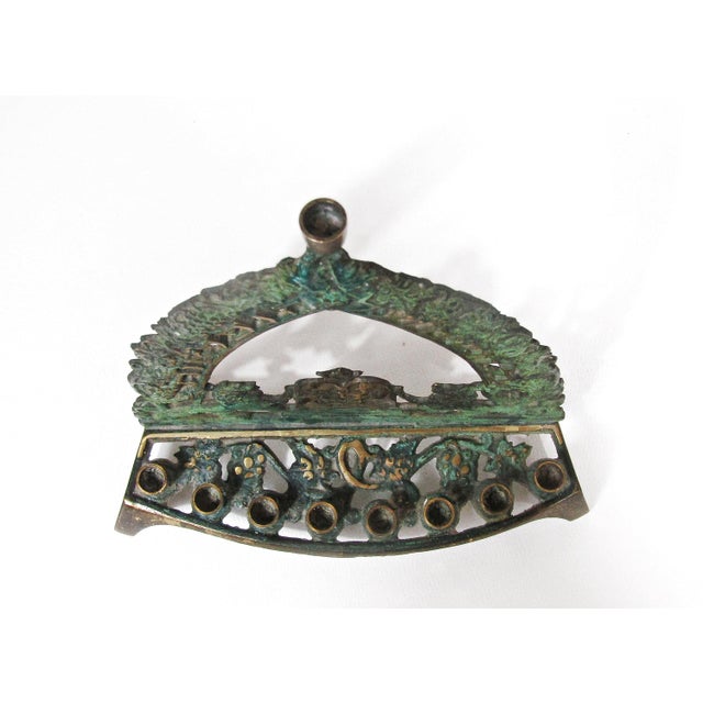 Vintage Israeli Brass Hanukkah Menorah With Lion of Judah For Sale - Image 13 of 14