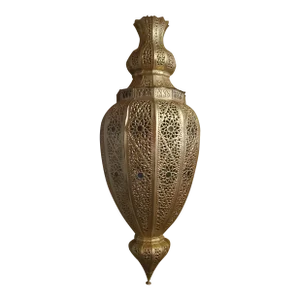X-Large Moroccan Lantern, Almond Shape / Gold Finish