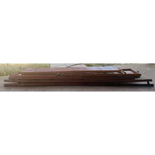 Wood Rare Mid-Century Style Bamboo, Rattan Foldable Wall, Book Shelf, Étagère With 4 Graduated Tiers in a Sculptural a-Frame Form For Sale - Image 7 of 12