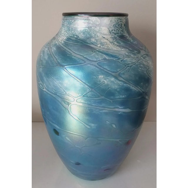 Glass Tom Stoenner Art Glass, Hand Blown Large Luster Vase, 1998 - Signed and Dated For Sale - Image 7 of 7