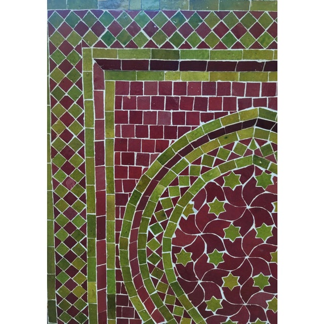 Moroccan Olive Green & Burgundy Mosaic Tile Fountain / Rafraf Style For Sale - Image 4 of 9
