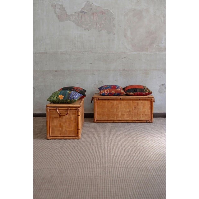 Pair of Bamboo Storage Trunks – 1980s Product details Bamboo structure with pressed bamboo panels. Featuring side handles...
