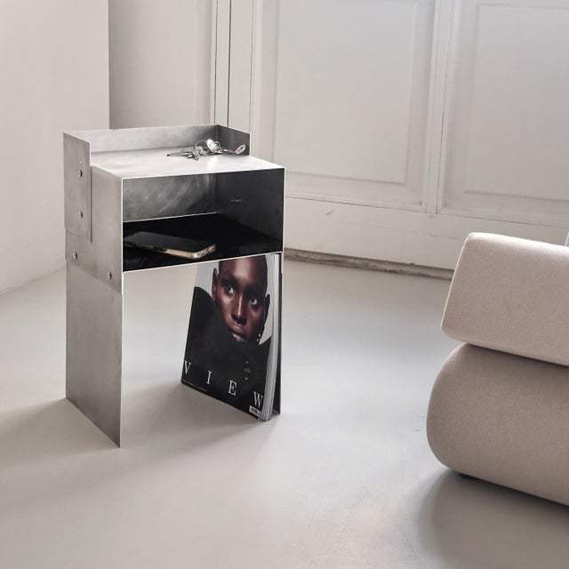 Contemporary Blackwood Side Table in Matted Aluminium by Case Studios For Sale - Image 3 of 11