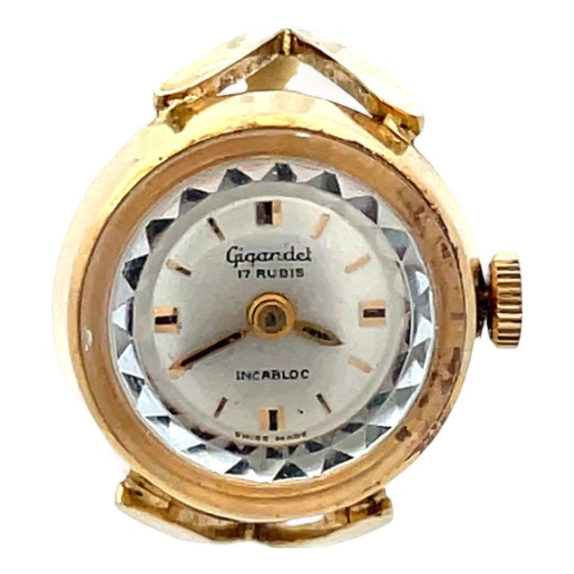 Gigandet 18k Yellow Gold Vintage Watch Ring, Size 6.5 For Sale