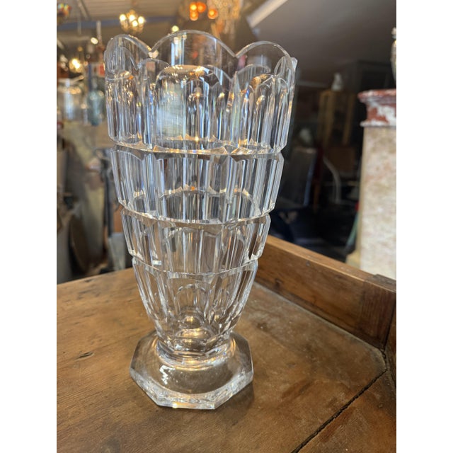 Vintage Cut Crystal Corolla Vase, 1930s, in Flawless conditions. Designed 1920 to 1949