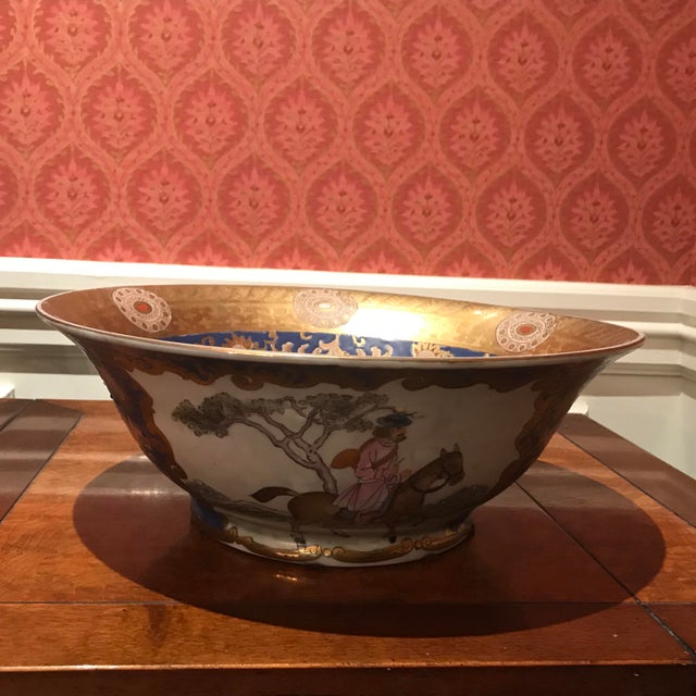 Exquisite Porcelain Bowl By Samson & Cie Paris depicting a Day at the Hunt. Heavily Gilded Edging and entirely Hand...