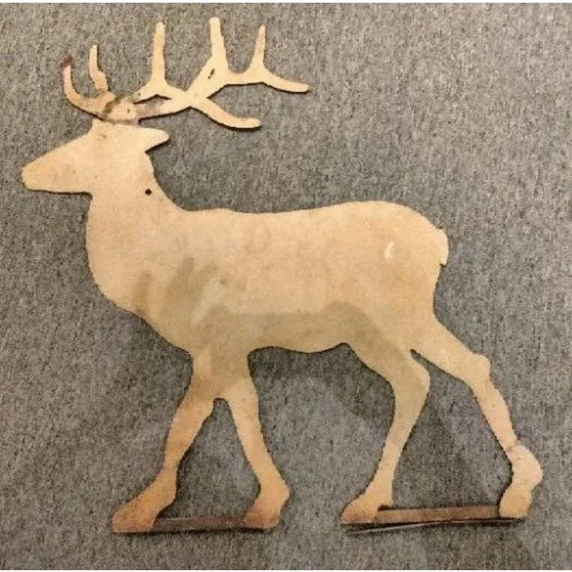 This amazing original mustard painted sheet iron stag /deer trade sign was found in Lancaster County,Pennsylvania.The...