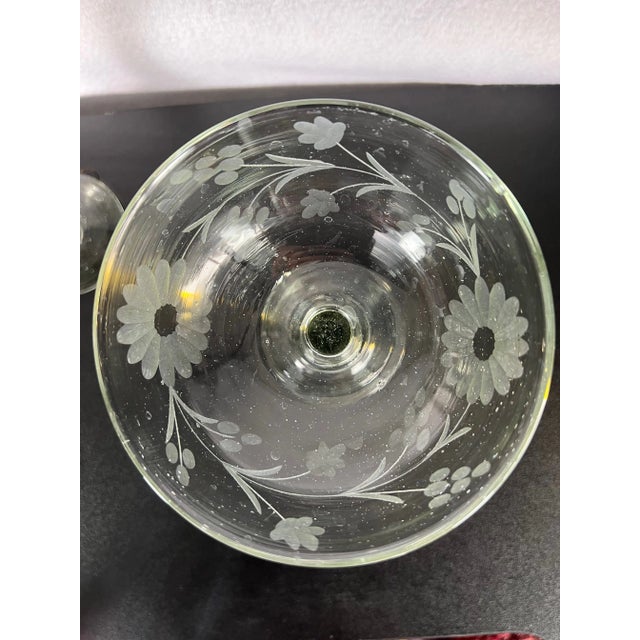 1980s Rose Ann Hall Margarita Glasses: Hand Blown Green Tint Coupes - Set of 4 For Sale - Image 14 of 14