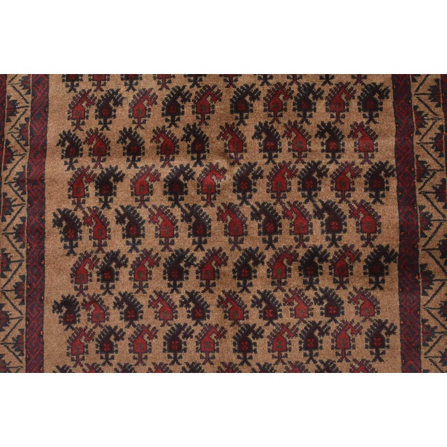 Baloch Rug 3’2” X 5’9” Brown Wool Vintage Tribal Hand-Knotted Carpet For Sale In Philadelphia - Image 6 of 13