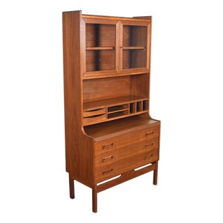 Mid 20th Century Danish Modern Bookcase / Secretary Desk With Curio Top by P Westergaards, Attributed For Sale