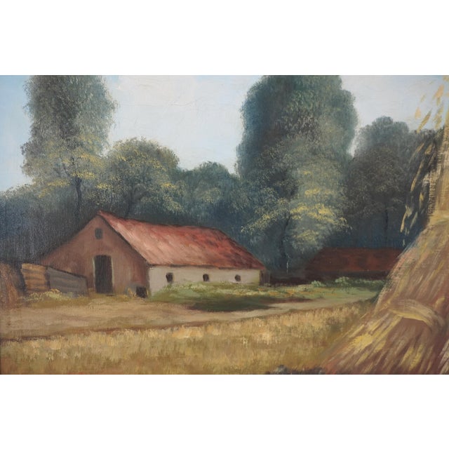 Impressionist After the Harvest - Mid Century Landscape in Oil on Canvas by Bern Burger For Sale - Image 3 of 6