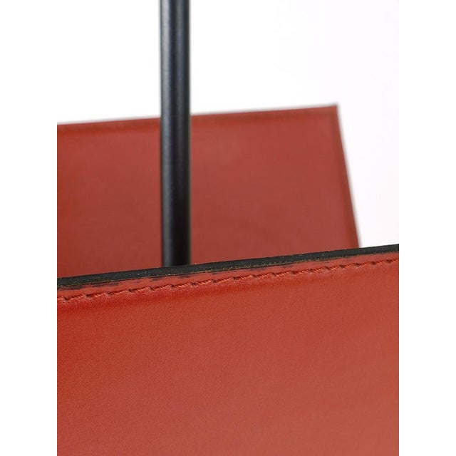 Italian Postmodern Magazine Rack in Leather by Porada Arredi, 1980s For Sale - Image 9 of 18