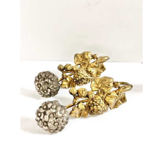 Bring a touch of elegance to your windows with this substantial pair of vintage gilt metal curtain tiebacks featuring...