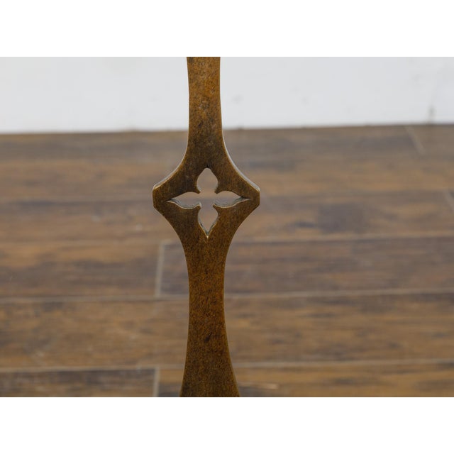 19th-Century English Bronze Andirons with Gothic Details and Heart Finials For Sale - Image 12 of 12