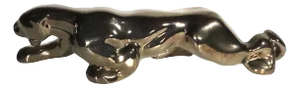 Mid Century Ceramic Panther in Dark Gold Glaze Finish Inspired by Haeger