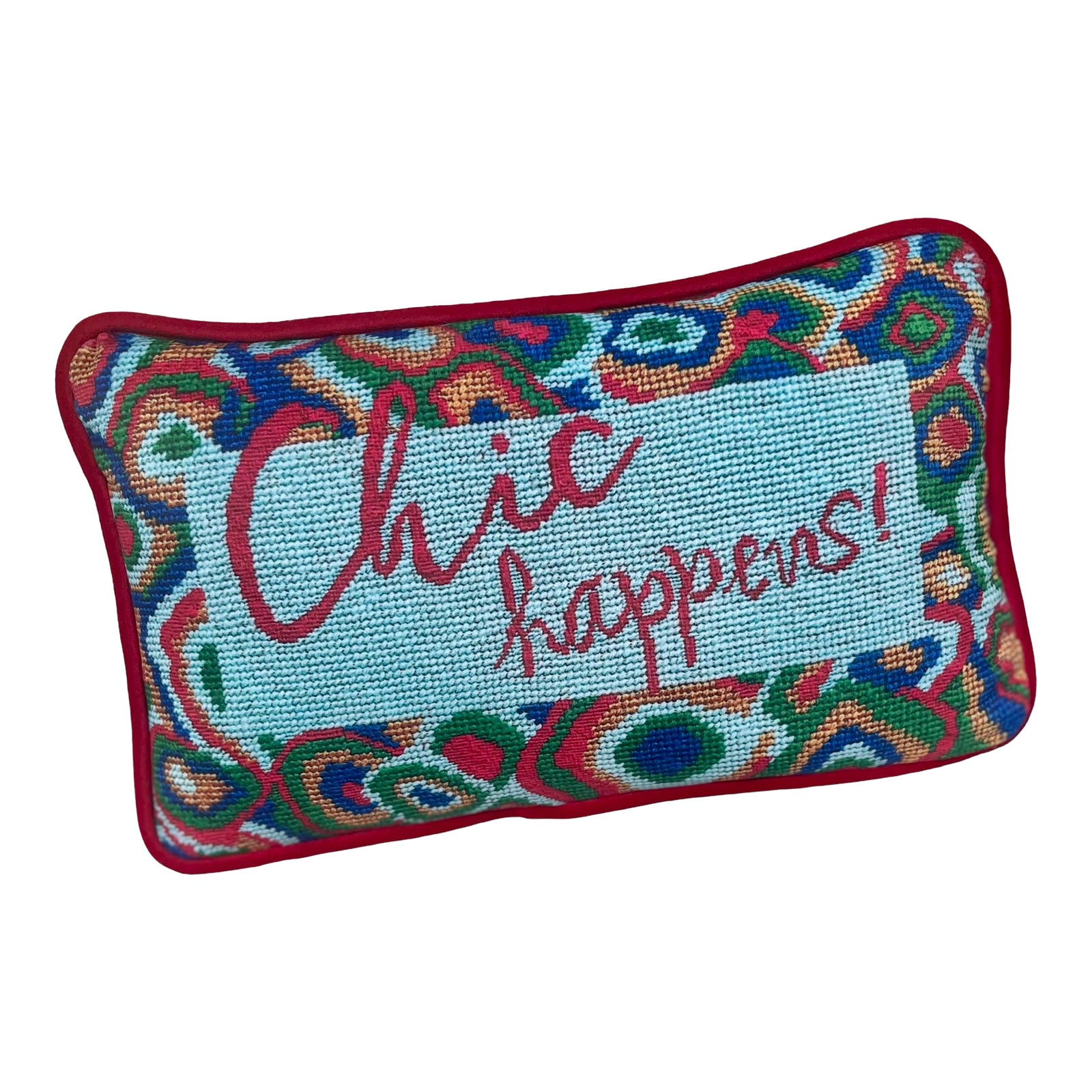 Velvet "Chic Happens" Pillow, Custom Original | Chairish