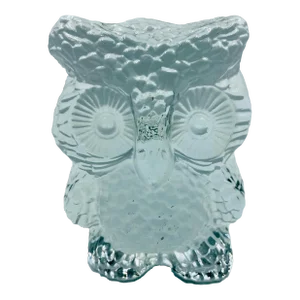 Mid 20th Century Big-Eyed Viking Glass Hand Made Owl