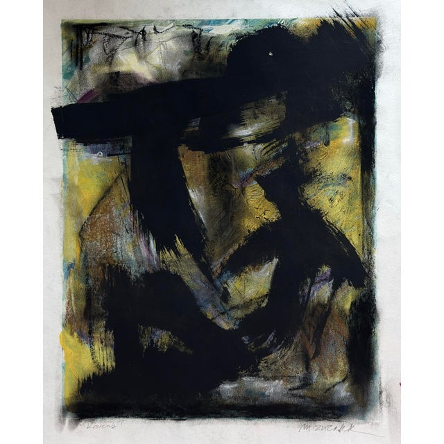 Original Abstract Monoprint on Paper With Variations in Paint and Ink Titled "Ravens" For Sale
