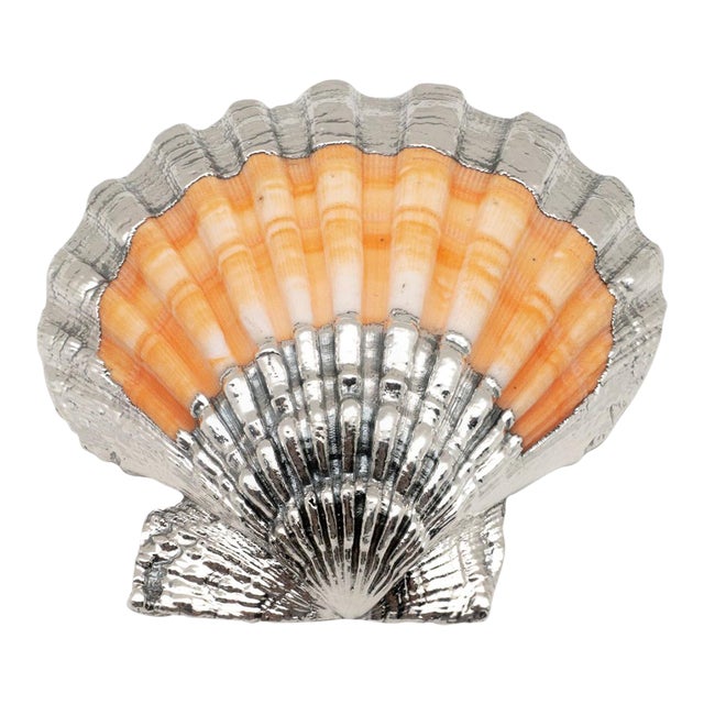 Partially Silvered Pecten Shell- Made in Rome, Italy For Sale