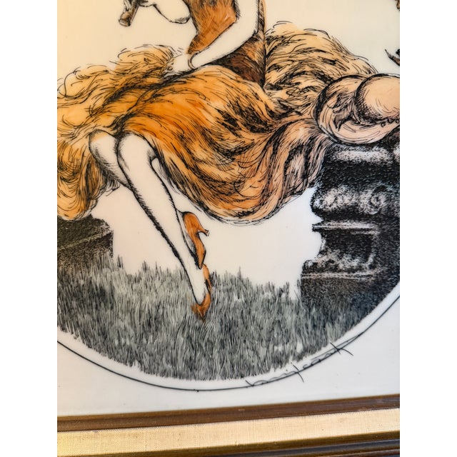 Art Deco Louis Icart "Parasol" Backlit Glass Panel Ca. 1928 For Sale - Image 12 of 16