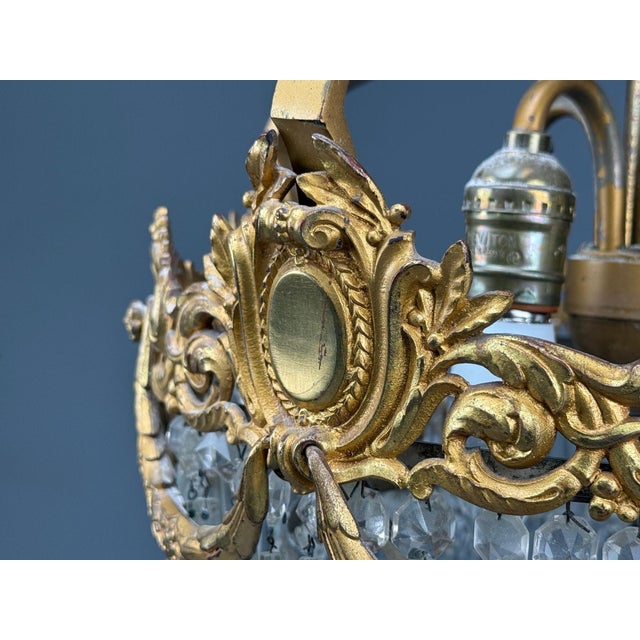 French Louis Xvi, Chandeliers, Dore Bronze, Crystal, France, 19th Century For Sale - Image 9 of 17
