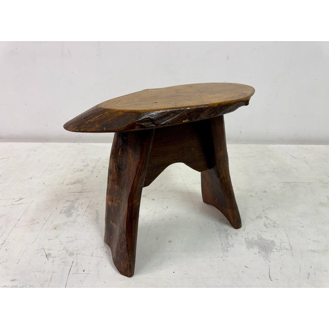 Mid-Century Rustic Wooden Slab Stool, 1960s For Sale - Image 6 of 14