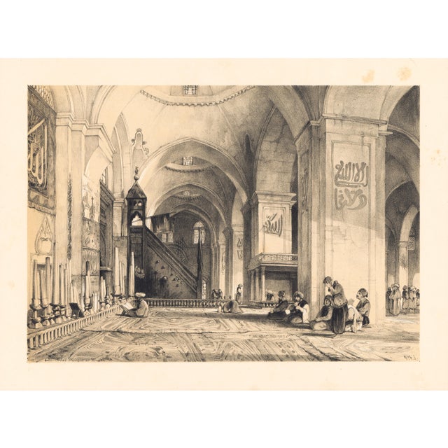 1838 Lithograph of Constantinople "Great Mosque at Brussa" by John Frederick Lewis For Sale