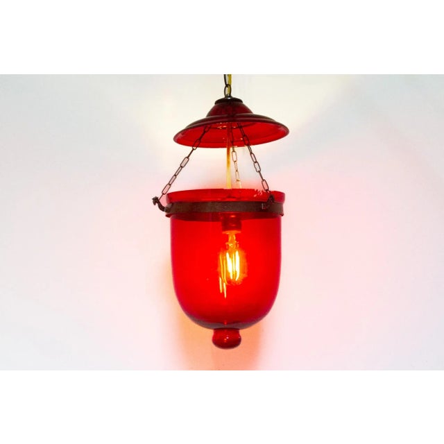 Glass Persian Red Pendant Glass Lantern For Sale - Image 7 of 7