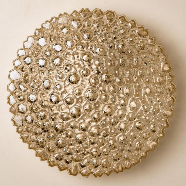 Brass & Amber Glass Wall Lights / Flush Mounts attributed to Motoko Isshi for Staff, 1970, Set of 2 For Sale - Image 17 of 18