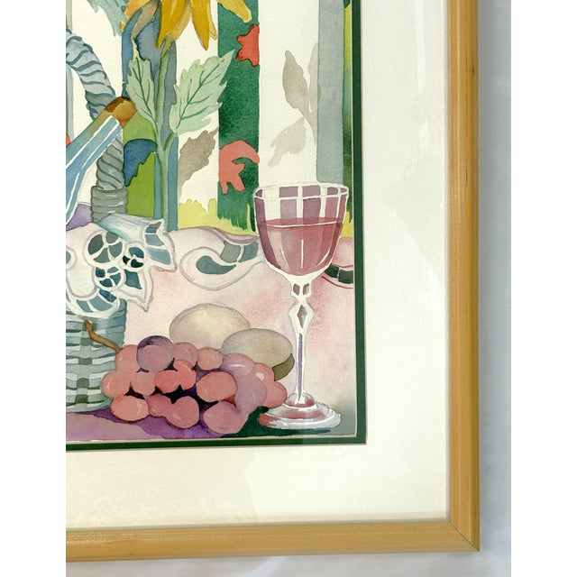 1990s Original Signed and Framed Watercolor Painting 'Afternoon Cabernet' by Lorraine Schellinger C1990's For Sale - Image 5 of 15