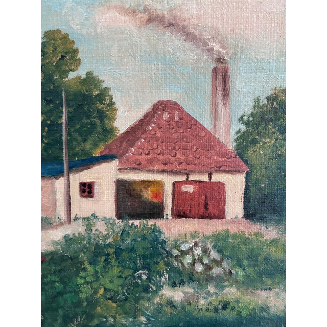 Farmhouse Vintage Original Landscape Oil Painting, Signed Farmhouse Art For Sale - Image 3 of 18