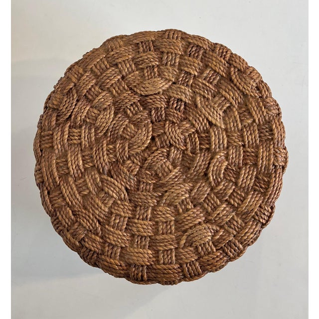 1970s Rope stool with round wooden legs in the style of Audoux Minet For Sale - Image 6 of 12
