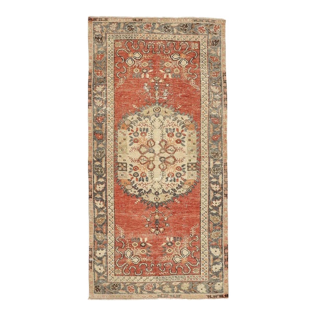 Mid 20th Century Vintage Small Turkish Oushak Rug For Sale