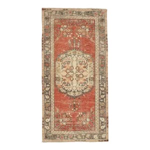 Mid 20th Century Vintage Small Turkish Oushak Rug