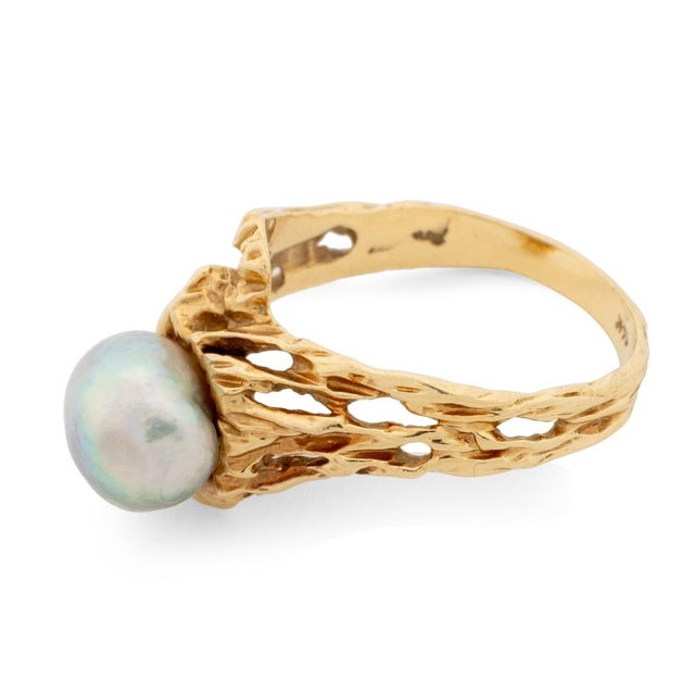 14k Yellow Gold and Cultured Pearl Jewelry Set For Sale - Image 9 of 11