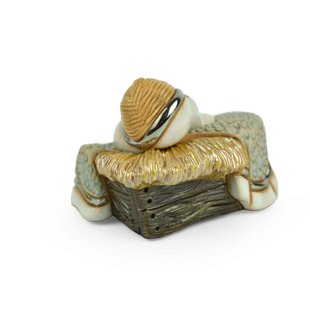 1990's Hand Carved Hand Painted De Rosa Enamel Glazes Ceramic Holy Family Nativity Set - 3 Pieces For Sale - Image 9 of 12