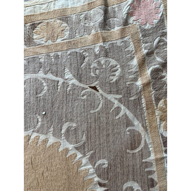 Textile Suzani Wall Hanging Decor - Mid 20th Century Embroidery 4'6'' X 4'9'' For Sale - Image 7 of 10
