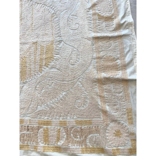 Mid-Century Modern Neutral Tan Central Asian Suzani Wall Hanging For Sale - Image 3 of 9