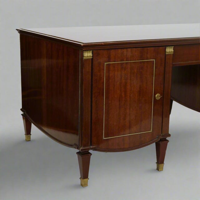 1940s DE COENE FRÈRES Neoclassical Mahogany Desk, Belgium For Sale - Image 9 of 10
