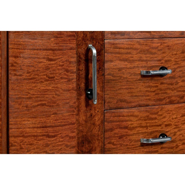 Art Deco Tiger Wood Dresser Cabinet, Vintage Streamline Modern 1940s For Sale - Image 11 of 15