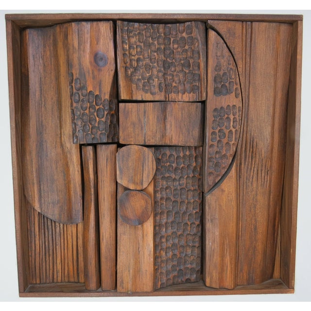 MidCentury Modern Abstract Elephant Hand Carved Relief Wooden