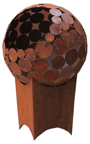 Stefan Traloc, Globe with Angled Pedestal, 2021, Corten Steel