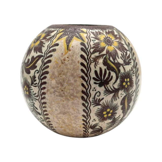 Royal Zuid Holland Gouda Hand Painted Dutch Art Pottery Vase, 6.5" For Sale - Image 9 of 14