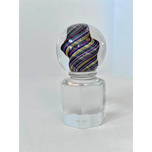 1960s Signed Italian Venini Murano Multi Color Ribbon Paperweight For Sale - Image 5 of 8