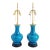 Mid Century Modern Blue Cerulean Table Lamps-a Pair For Sale